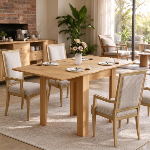Extendable wooden dining table - wooden,